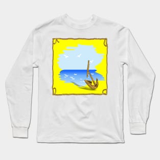 Anchor on the beach in a summer setting Long Sleeve T-Shirt